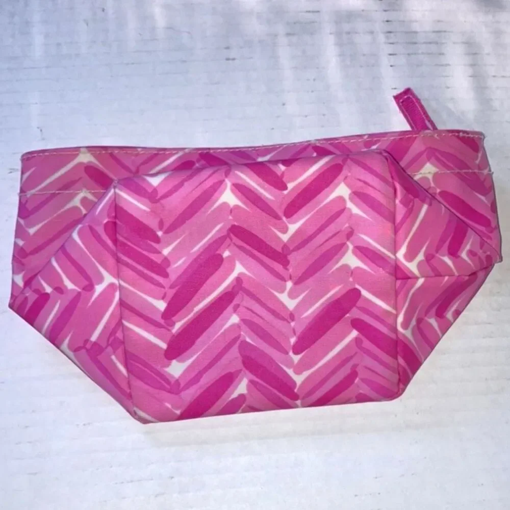 SCOUT Cosmetic Makeup Zip Bag Pouch Pink White Abstract Watercolor 5 x 4 x 5 in